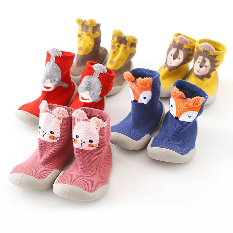 Baby Shoes Toddler First Walkers Infant Boys Girls Kids Rubber Soft Non-Slip Sole Floor Barefoot Casual Shoes Knit Booties