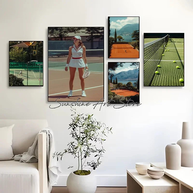 Tennis Court Sports Art Old Money Tennis Photograph Aesthetic Outdoor Sport Luxury Poster Canvas Painting Wall Pictures Decor