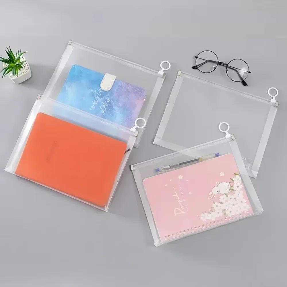 A4/A5/B6 Zipper Pouch Clear Document Bag Waterproof File Folders Stationery Pencil Case Storage Bags School Office Supplies