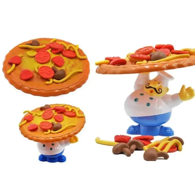 Balancing Pizza Game Tabletop Funny Stacking Topple Pizza Toy Multiplayer Board Game for Family Parties Parent Child Interactive