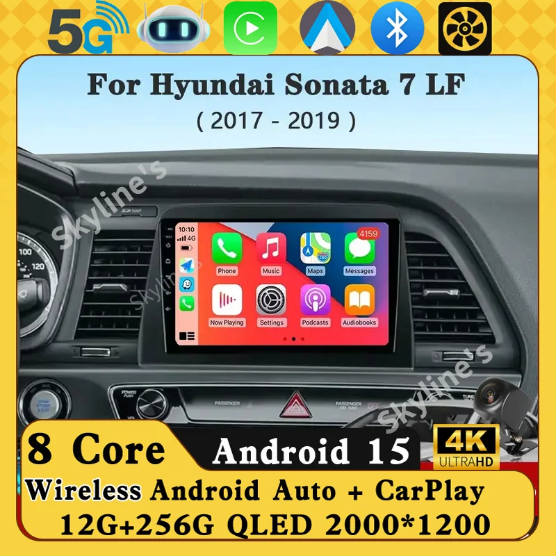 

Android 15 Carplay Auto Car Radio For Hyundai Sonata 7 LF 2017 2018 2019 GPS Multimedia Player Stereo 360 Camera 4G+WiFi BT DSP