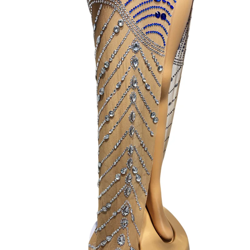Irregular Shoulder High Split Sexy Sparkling Diamond Sparkling Performance Dress Robe Cocktail Luxe Chic And Sweet Evening Dress