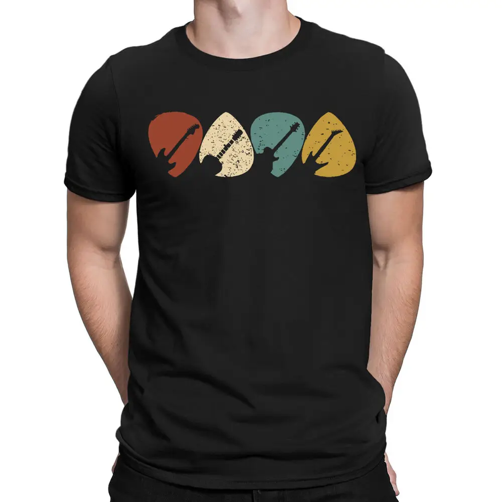 Vintage Guitar Pick T Shirt Classic Humor Mens Unisex Women Oversized Tshirts High Quality 100%Cotton Short Sleeve