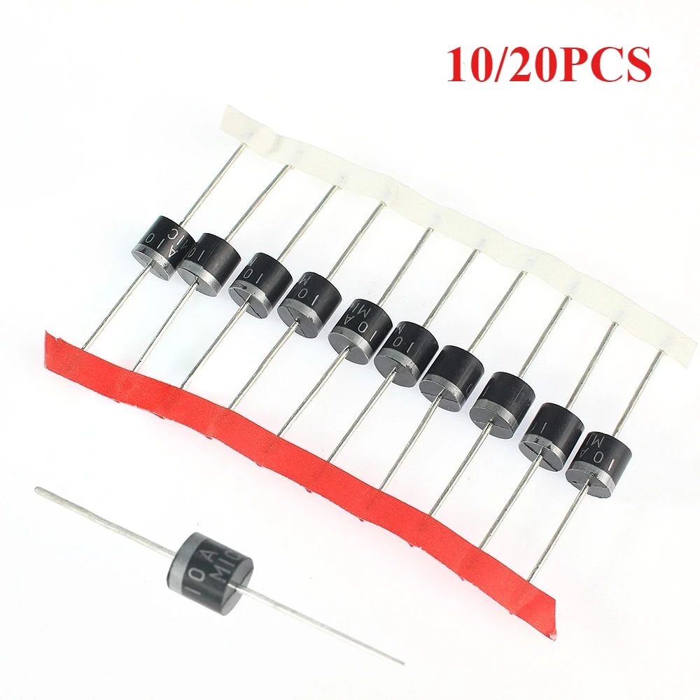 10/20pcs 10A10 Diode 10A 1000V DIP Electrical Axial Rectifier Diodes DO-27 10a10 Diodes Kit