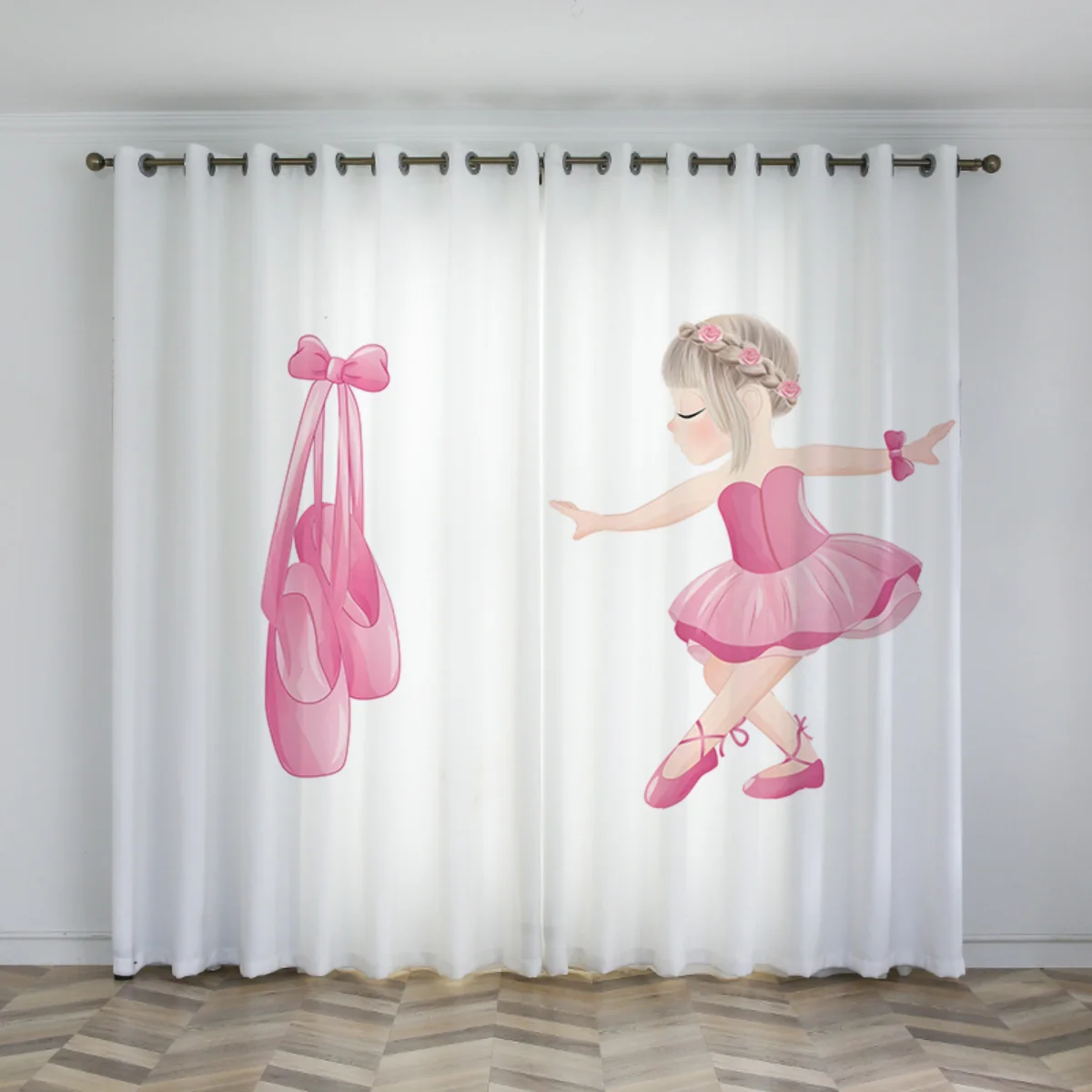 

Curtain Bedroom Girl Children's Room Pink Princess Cute Cartoon Curtain Semi-blackout Ballet Dance Girl 2024 New cortinas 2panel