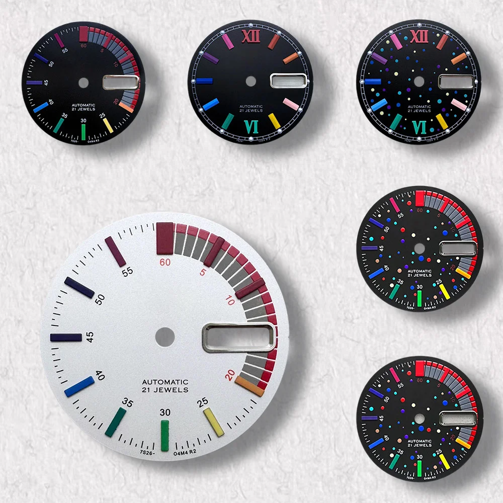 

High-Quality 28.5mm S Logo SKX007 Camouflag Dial Fit NH36/4R36 Movement Green Luminous Watch Modification Accessories