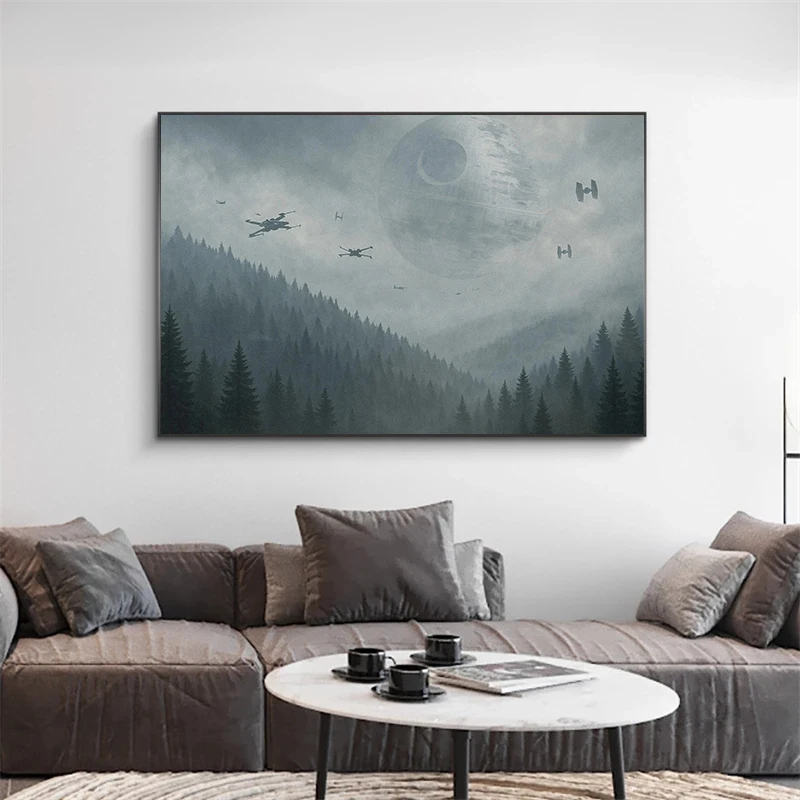 Endor Forest Star X-Wing Canvas Painting Poster Print Classic Movie Wall Art Picture for Living Room Home Decor Cuadros