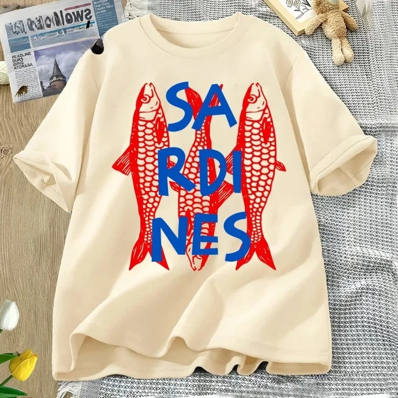 Camisetas de sardinas camisetas de pescado de moda camisetas casuales de manga corta camisetas de cuello redondo stil #1