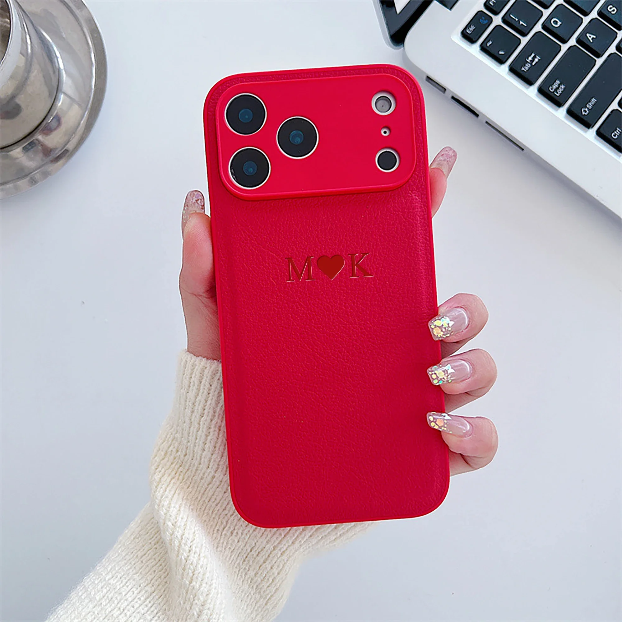 Personalisierte Handyhülle für iPhone 17 16 15 14 13 12 11 Pro Max Plus 17Air Luxuriöse PU-Lederhülle mit Anpassbaren Initialen und Namen als Geschenk