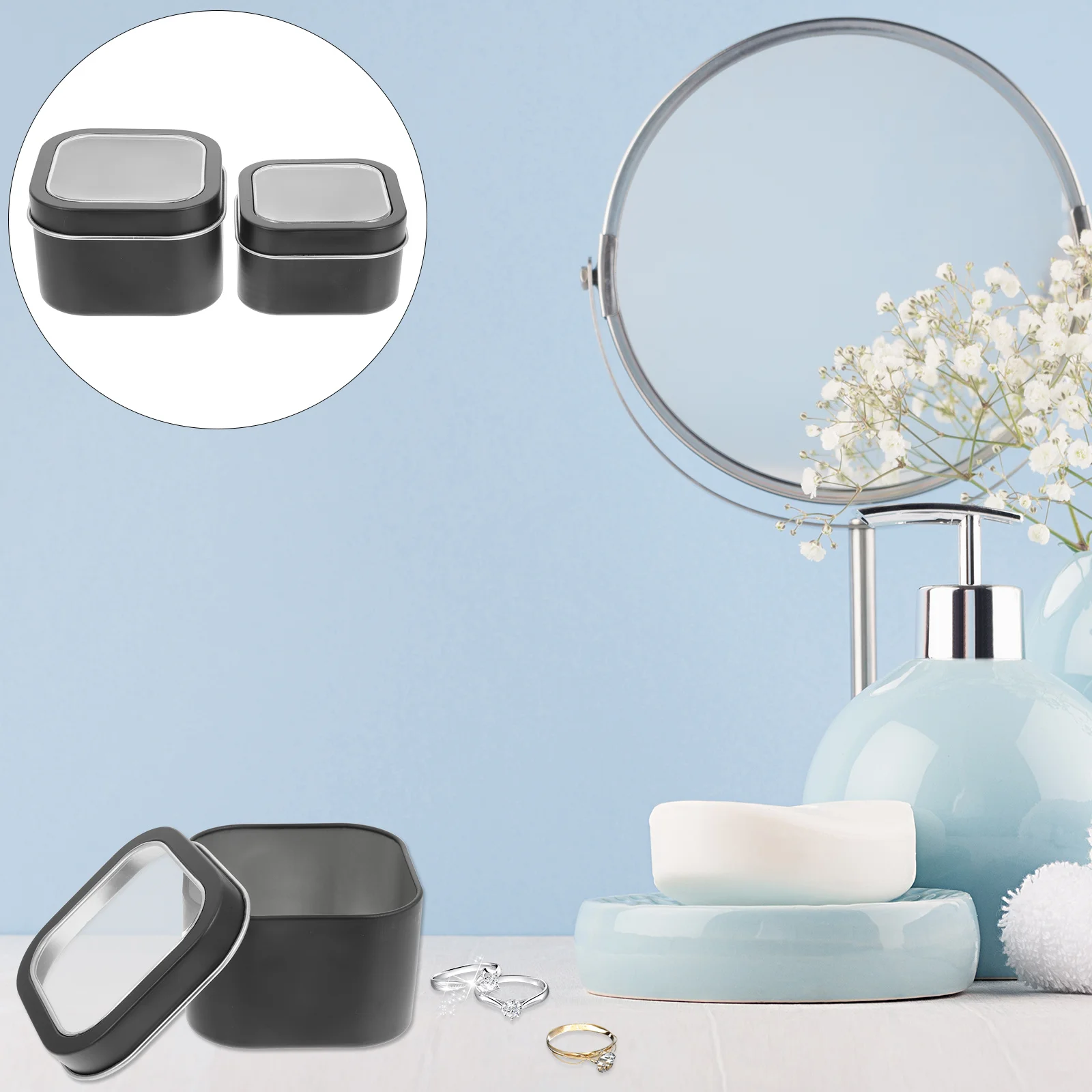 

2Pcs Aroma Tin Square Vintage Style Storage Box for Gift Jewelry Tea Candy Storage Container Tin
