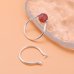 S925 sterling silver ring empty holder jewelry accessories handmade DIY can string 8mm beads ring female