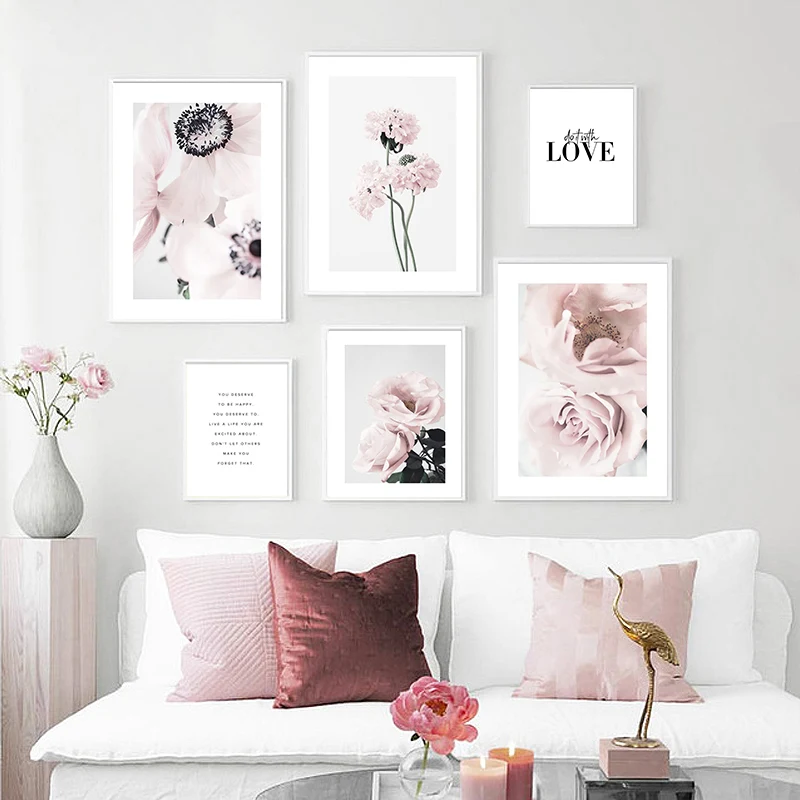 

6pcs/Set Floral Camellia Wall Art Printed Canvas Painting Posters Picture Wall Decorations Modern Living Room Bedroom Home Decor