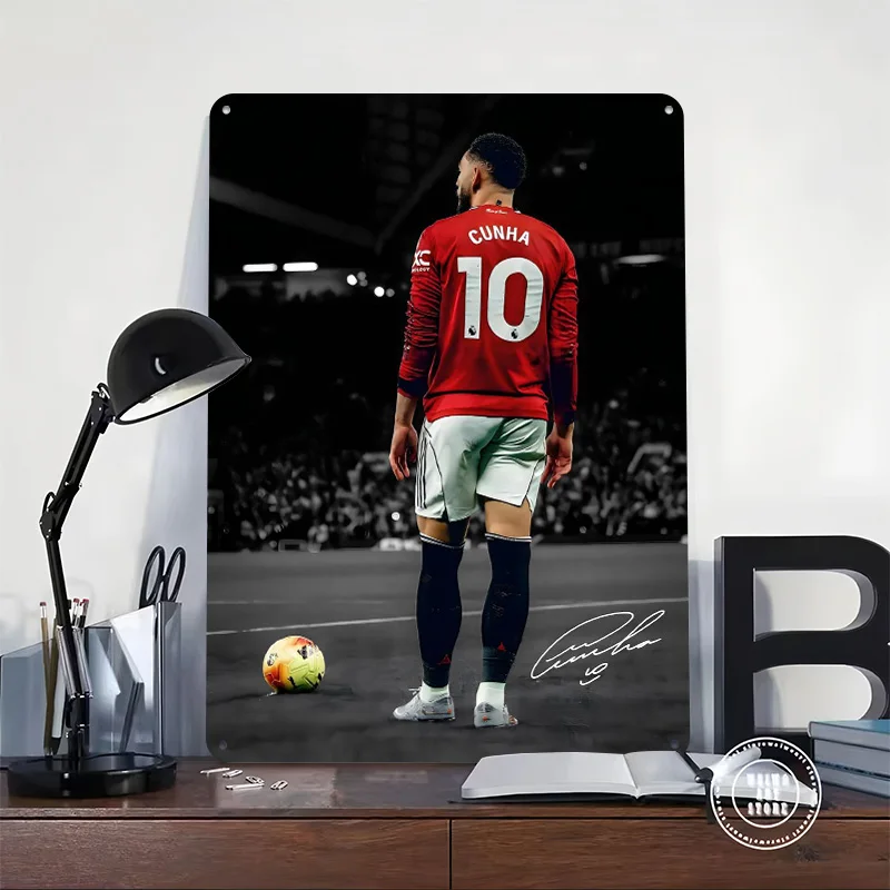 Matheus Cunha Soccer Player Printing Poster Customized Retro Wall Art Vintage Metal Signs for Fans Home Decoration Ornaments