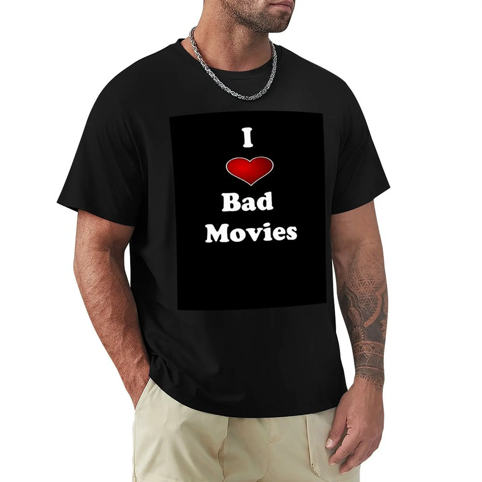 

Tex Watt's I  Bad Movies (I Love Bad Movies , I Heart Bad Movies) print T-Shirt plus size tops vintage mens designer clothes