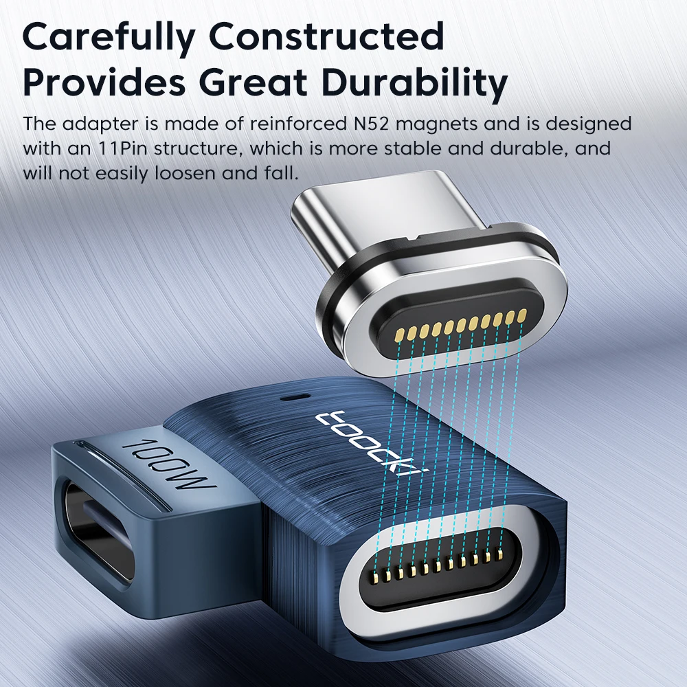 Toocki PD100W Fast Charging Type C toType C OTG 90 Degree USB 2.0 Elbow Magnetic USB C Adapter Convertor for Macbook iPad image 4