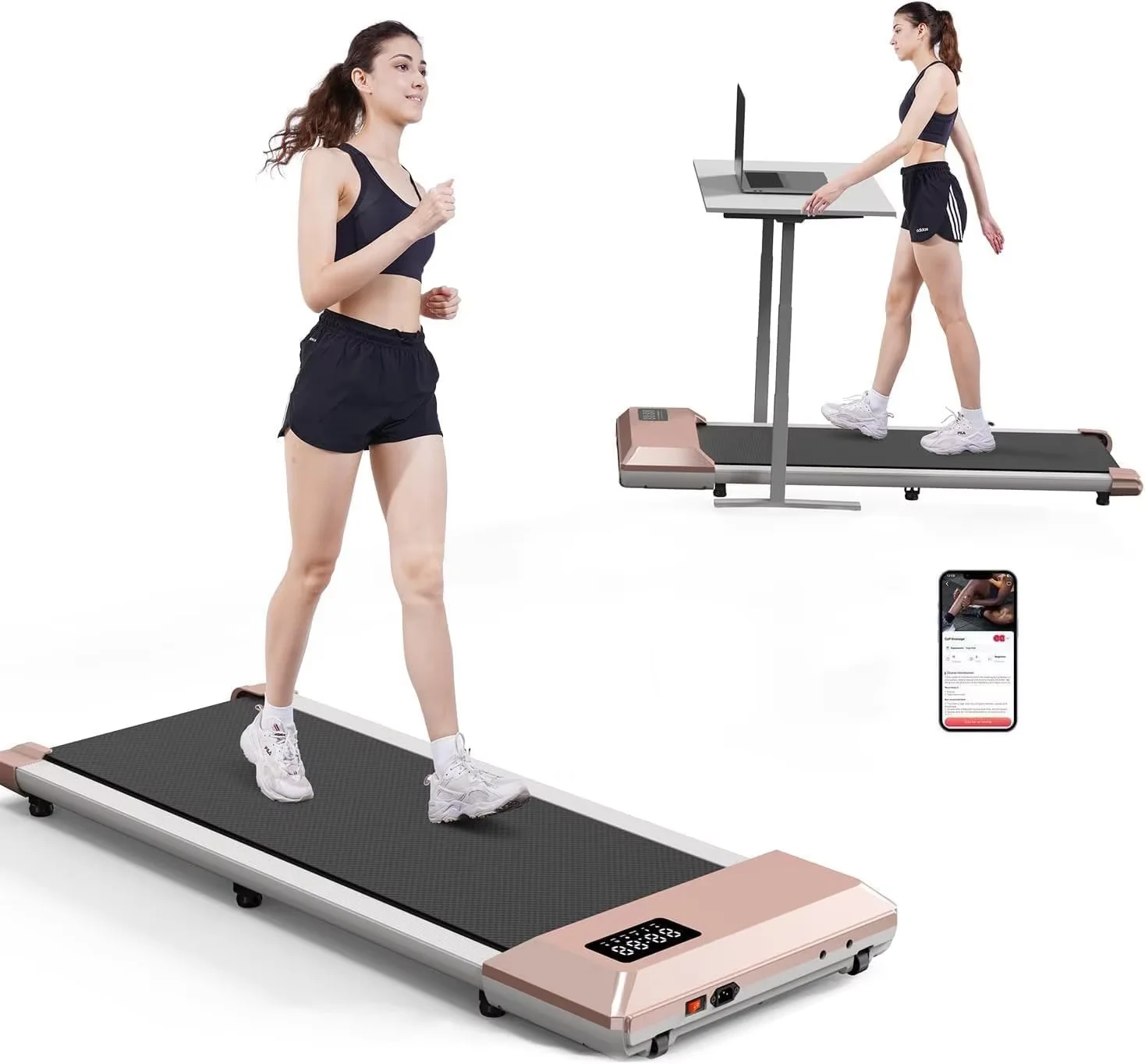 Mini almohadilla para caminar con cinturón Raceable de 80Cm, adecuada almohadilla para caminar de 2,5 HP debajo del escritorio, con cursos de entrenamiento gratuitos