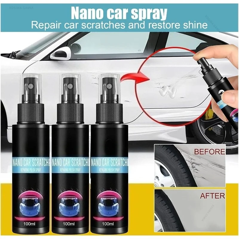 Car Scratch Removal Spray 30ml Nano Ceramic Car Coating Spray Scratch‑Resistant Gloss Finish Car Surface Cleaner Cleaning Agent