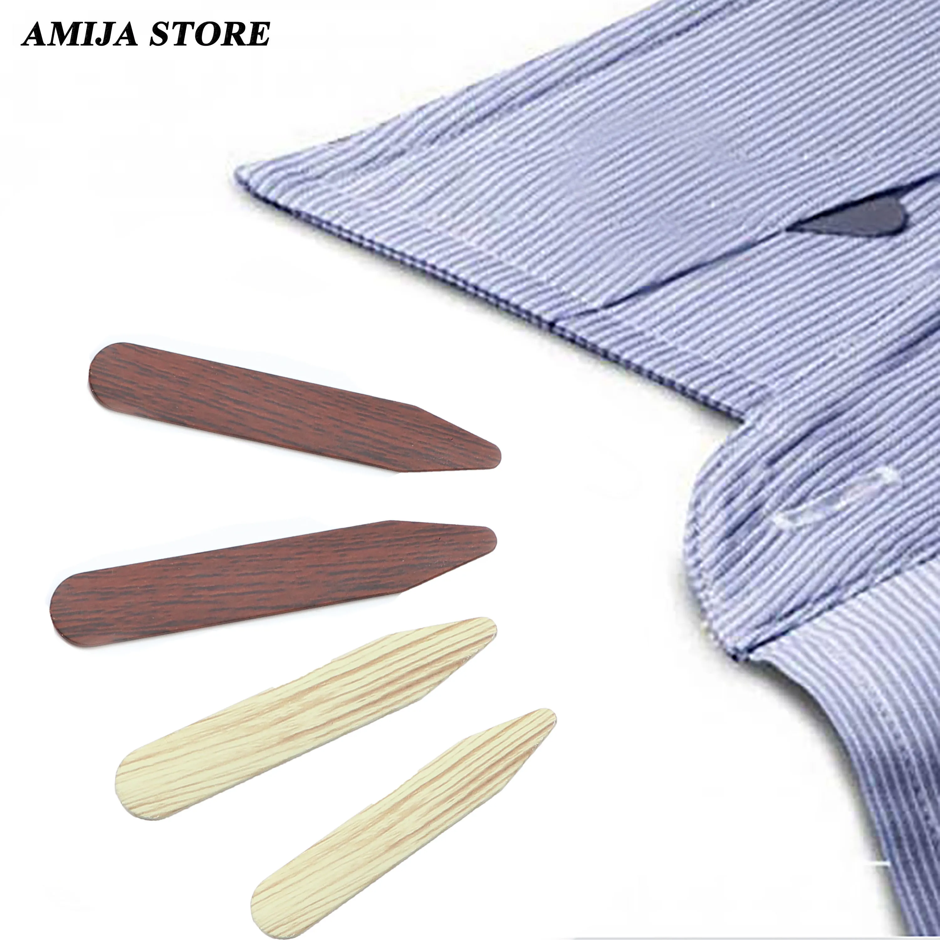 2Pcs Unique Wood Grain Collar Stays Support For Business Men Shirts Party Dress Braces Accessories Collar Bones 2 Color Jewelry