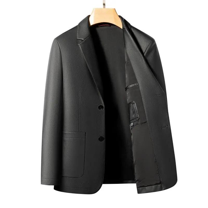2026 Frühling und Herbst Lederjacken, Lässige Lederanzüge, Herren-Lederjacken und Schaffell-Slim-Fit Hochwertige Jacken – Detail 4