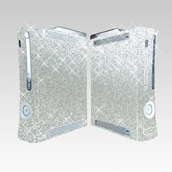 Shining Silver Bling Glitter Vinyl Skin Sticker Protector for Microsoft Xbox 360 Original fat and 2 controller Skins Stickers