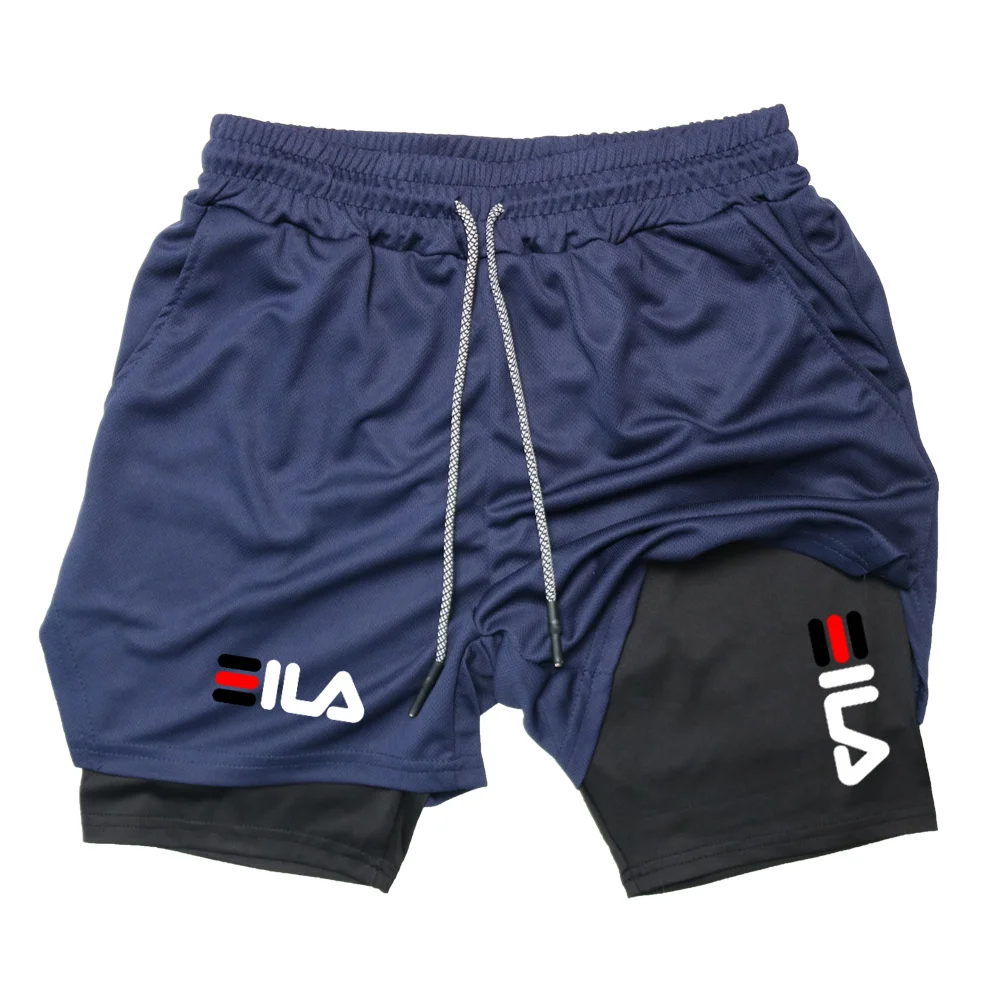 2025Men Running Shorts 2 In 1 Double-deck Sport Shorts Sportswear Gym Fitness Short Pants Training Jogging Bottom Men's Clothing