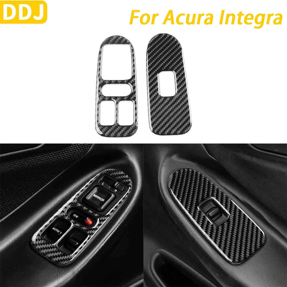 For Acura Integra 1994-2001 Accessories Carbon Fiber Window Lift Switch Panel Cover Decorative Car Interior Decoration Sticker