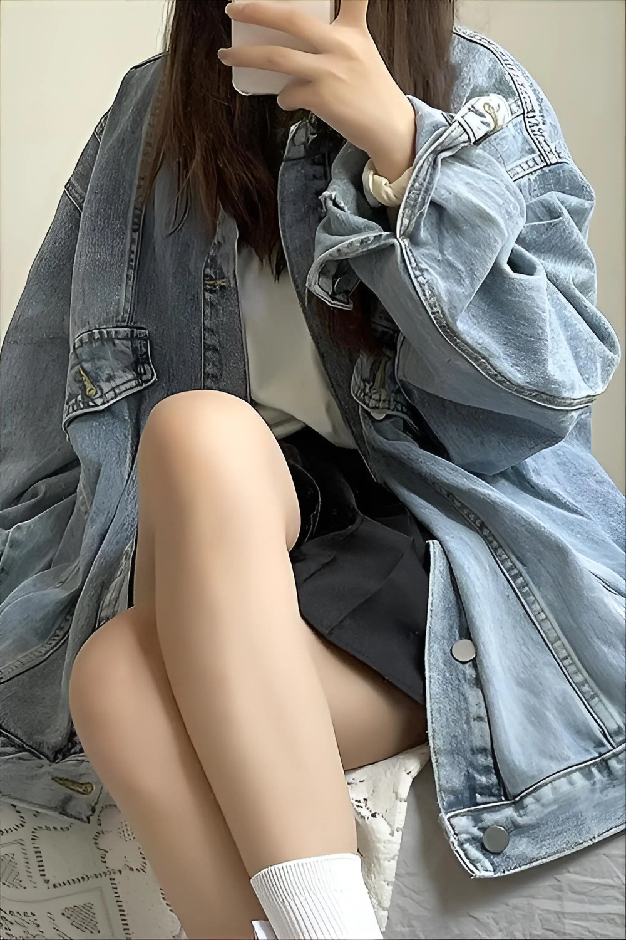 

Denim Coat And Fur Womens Spring Cropped Sweet Outcoats Vacation Pocketed Fitted Lovely Drawstring Minimalism Layered Jackets BF