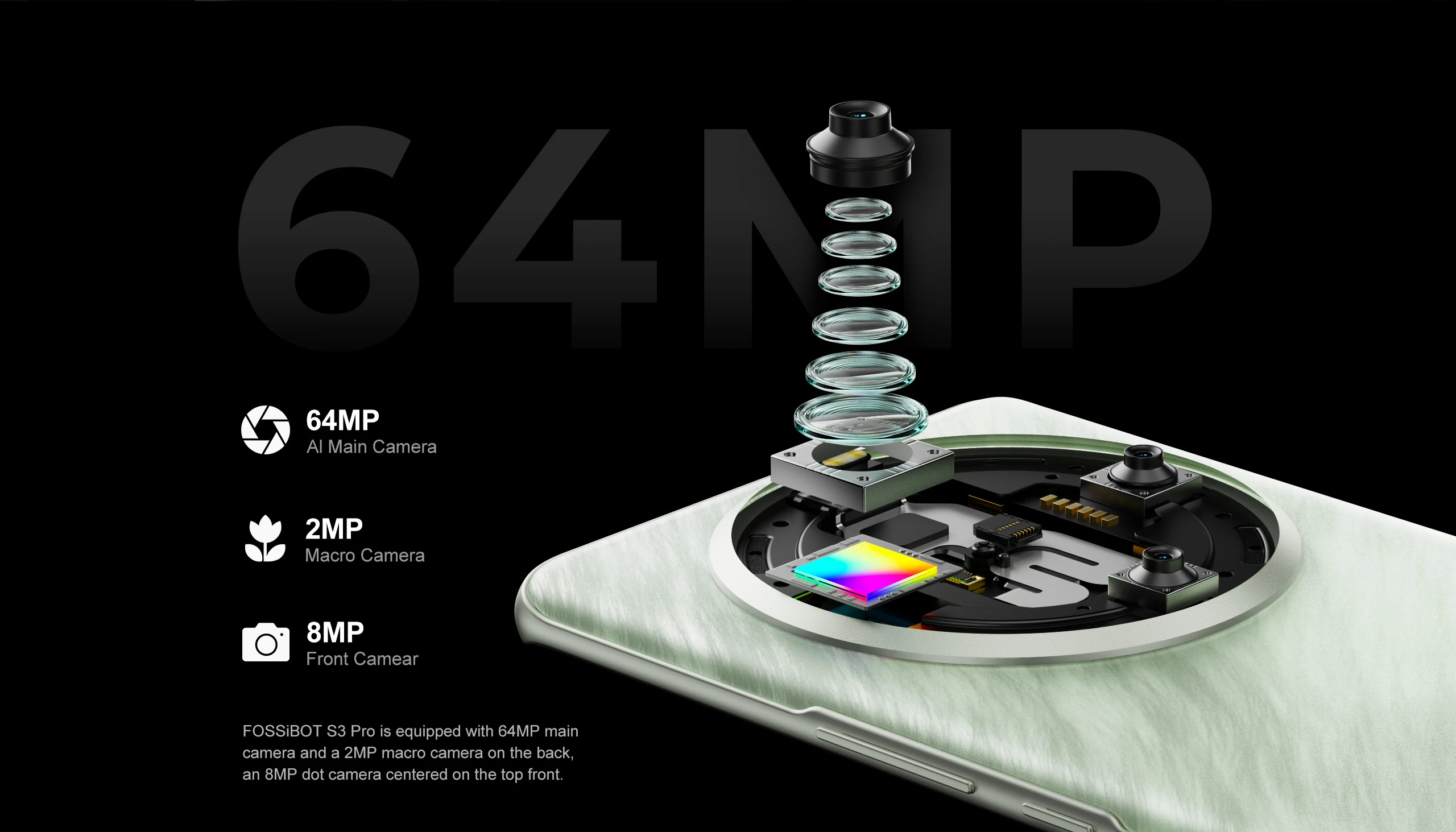 FOSSiBOT S3 PRO Smartphone 6.67" AMOLED Display Android 14 Up to 20+128GB Mobile 8+64MP CAM NFC Cell Phone