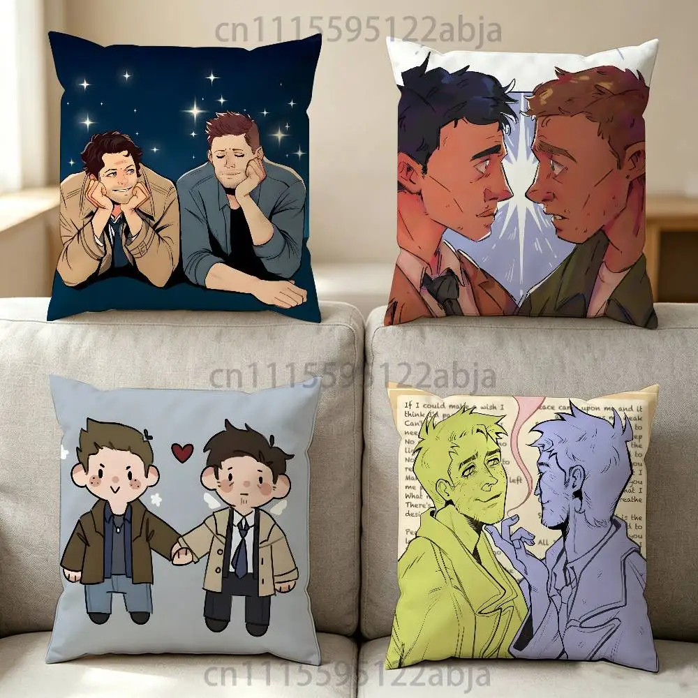D-Destiel S-Supernatural Throw Pillow Case 40x40cm Decoration DIY Square Chair Pillowcase Pad Cover