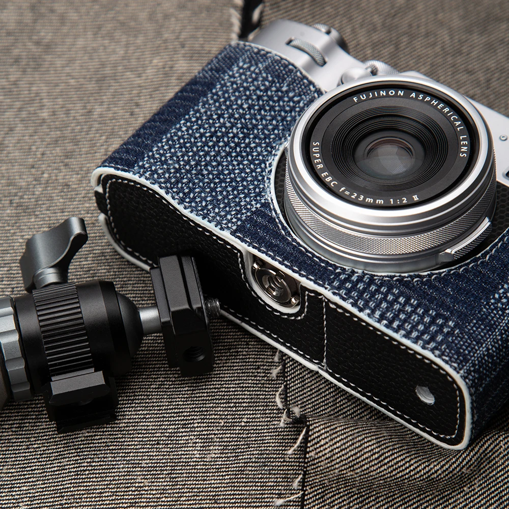 Real Genuine Leather X100VI Camera Half Bag for Fujifilm Fuji X100VI Case Checked X100VI Protective Case Bag Camera Accessories