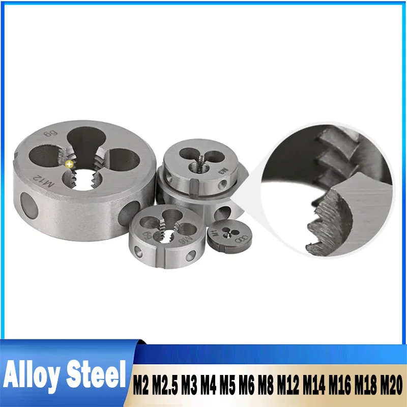 1/3/5Pcs Metric Left Hand Die Threading Tools M2 M2.5 M3 M4 M5 M6 M8 M10 M12 M14 M16 M18 M20 Alloy Steel Metal Cutting Tools