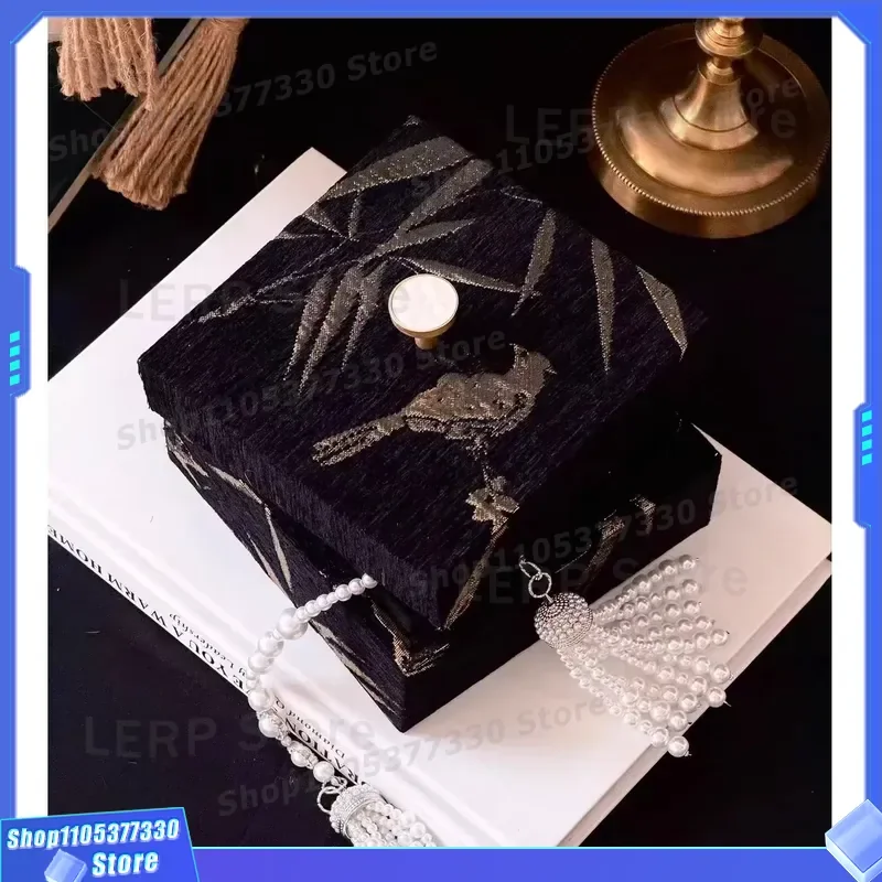 Wabi Silent Wind Jewelry Box Black Geometric Bamboo Leaf Magpie Floating Light Forest Tabletop Decoration Living Room