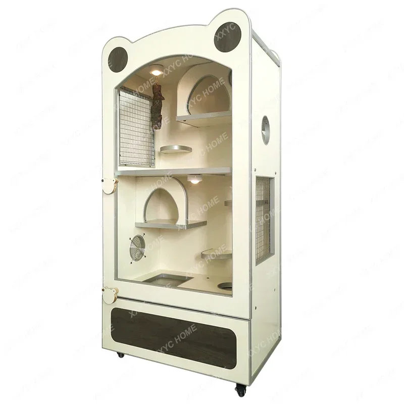 Chinchilla villa cabinet cage, ice nest cooling with air conditioning, cage honey bag glider rabbit room anti-bite feeding box