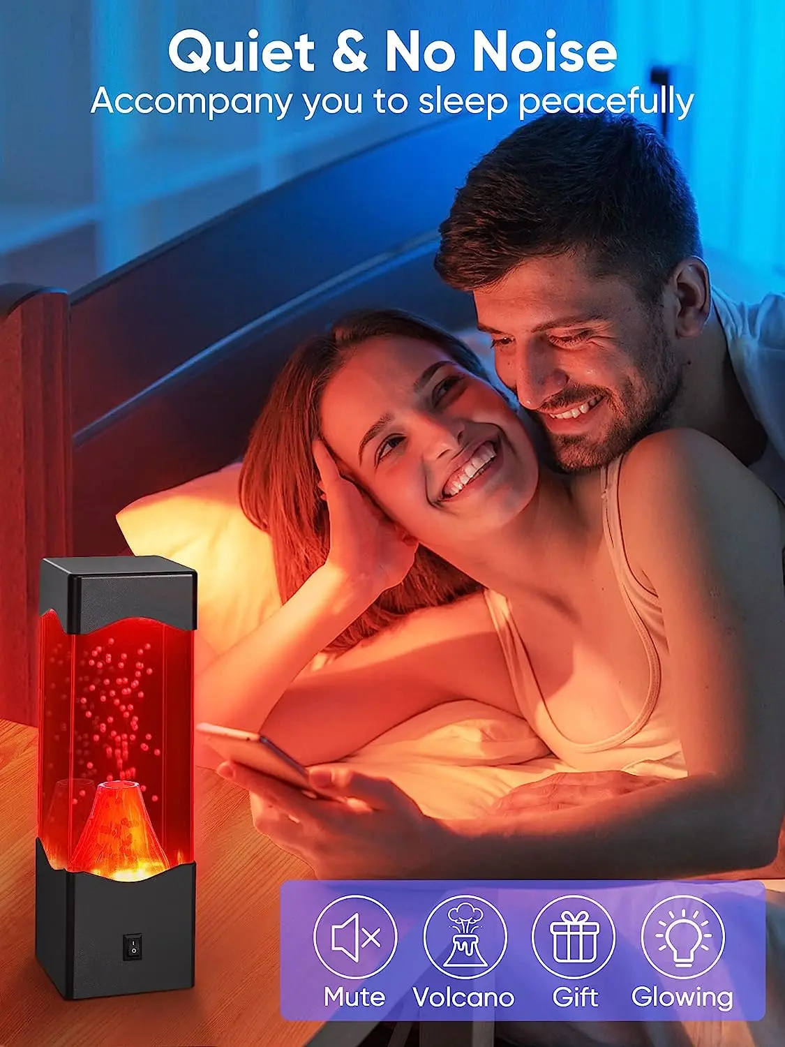 USB Powered Volcano Lava Lamp for Adults - Mood Night Light for Room, Office, and Desktop, Novelty Gift for Kids