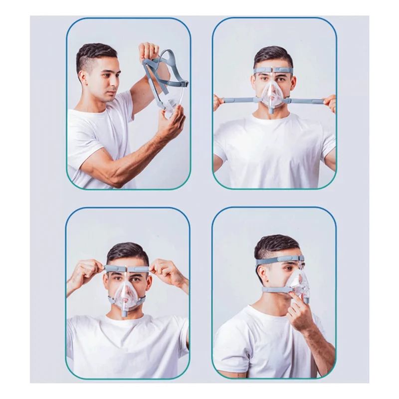 أقنعة ABGG-2X لكامل الوجه CPAP مع أغطية الرأس والكوع/الدوار والوسادة، لوازم CPAP مناسبة لمعظم موديلات الآلات #6