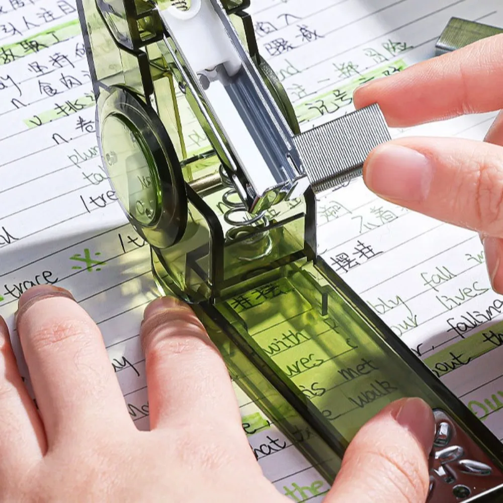 Manual 360° Rotatable Stapler Lightweight Plastic Transparent Stapler Portable Creative Book Binding Machines School Supplies