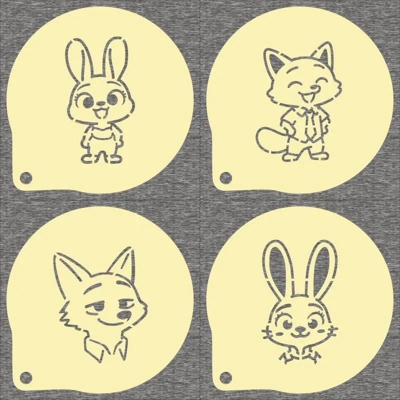 

Zootopia Mold Nick Cartoon Cute Figure Creative 4 Inches Hollow Tiramisu Cookies Printed Coffee Latte Art Dusting Baking Tool