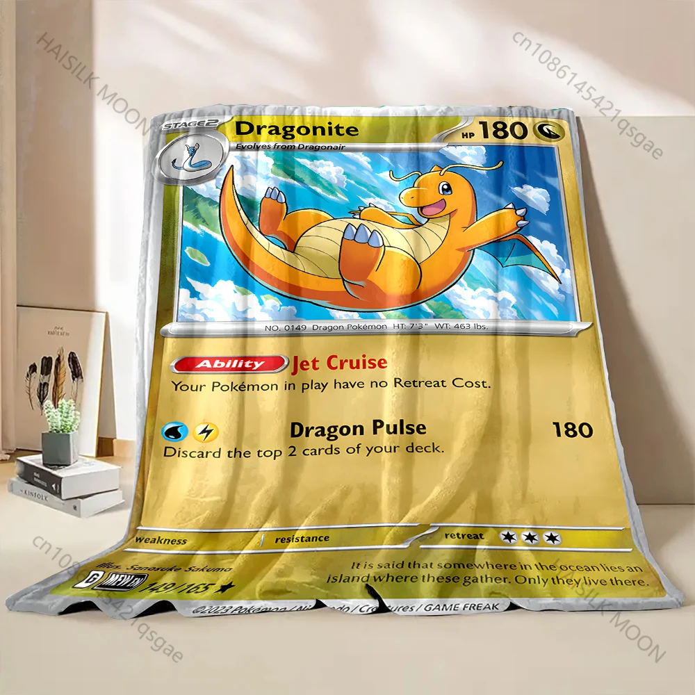 

1PC Pokemon Dragonite Printed Warm Soft Flannel Material Suitable for All Seasons Deluxe Gifts for Adults and Children
