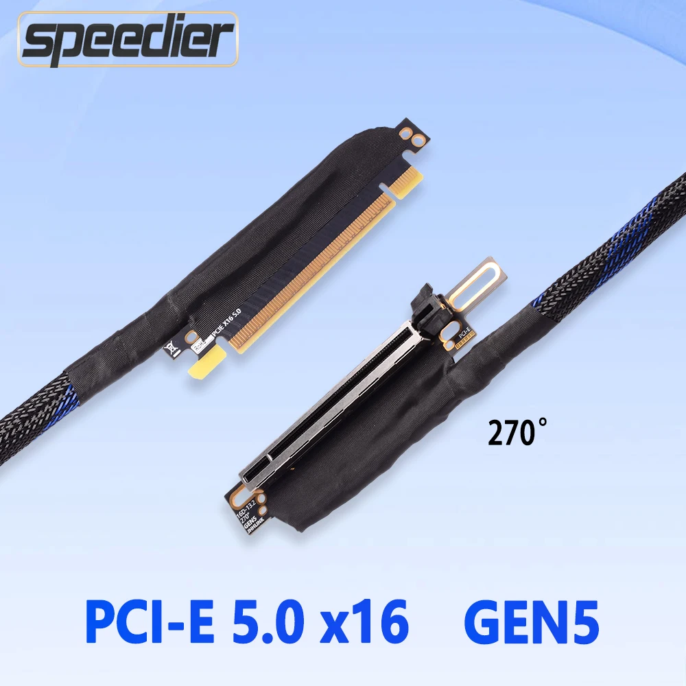 Gen5 270°  PCIe 5.0 x16 Riser Cable PCI-E GPU High Speed Silver-plated Lossless Server Extension Cord for RTX 5090 Graphics Card