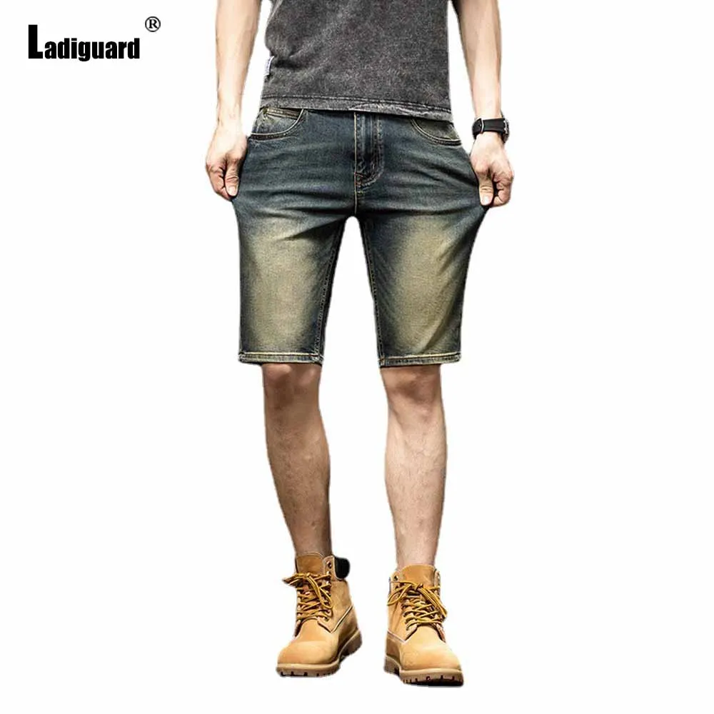 Ladiguard 2023 Stylish simplicity Fashion Short Jeans Men Patchwork Denim Shorts Vintage Street Pocket Shorts Mens Half Pants