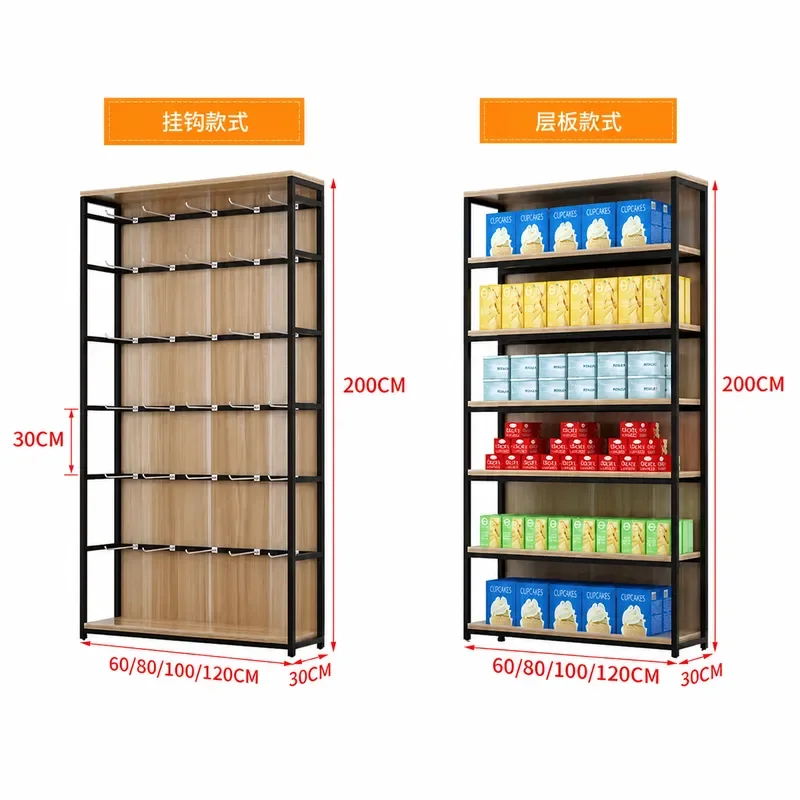 Multi-layer Supermarket Display Shelf with Hooks for Slippers Phone Stationery Jewelry Snacks Convenience Store Storage Rack