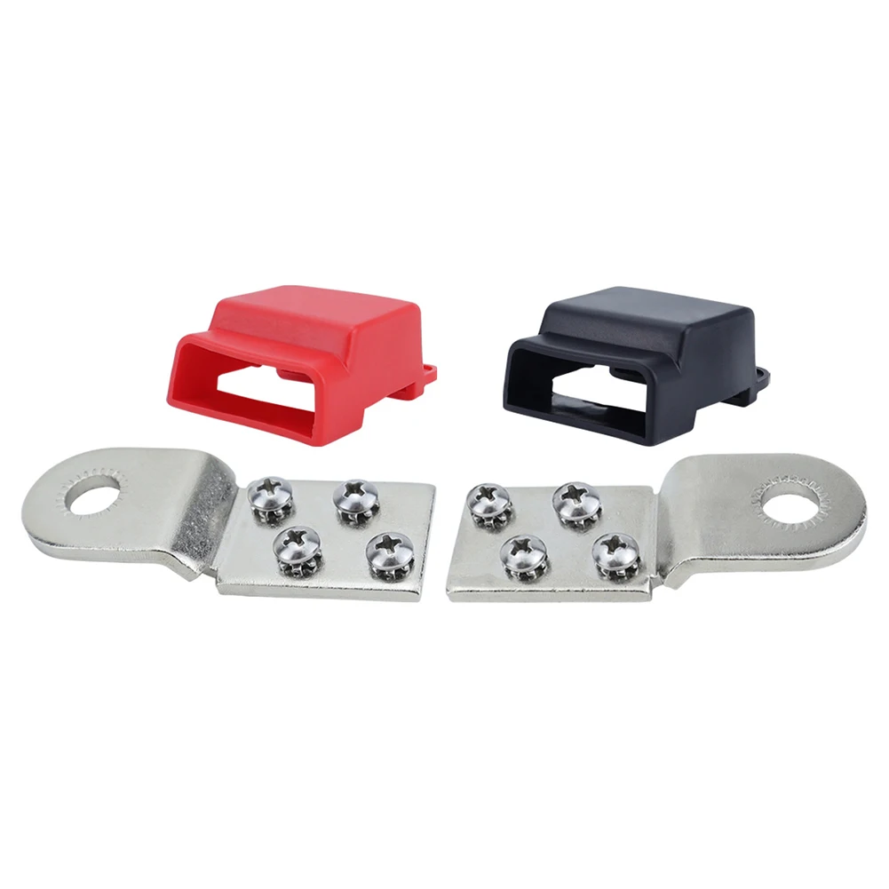 Battery Terminal Connection Solution Tinplated Copper Bus Bars with Insulating Covers and Nylon Ring Terminals for Secure Fit