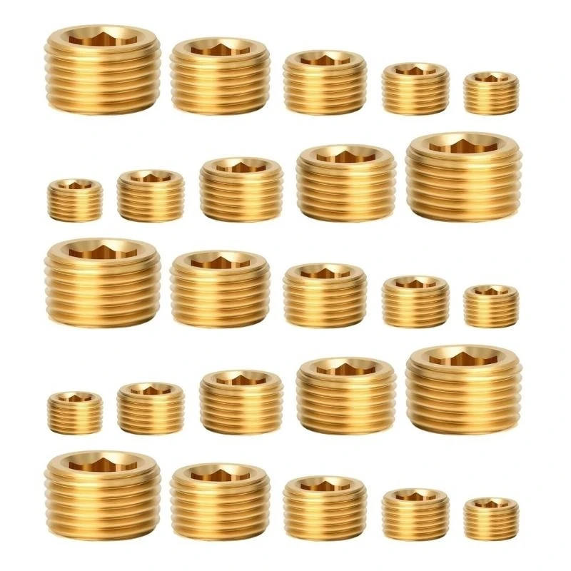 10/25pcs Brass Internal Hexgonal Pipe Plugs Fittings Male Thread for High Temperatures and Corrosion Resistance 831F