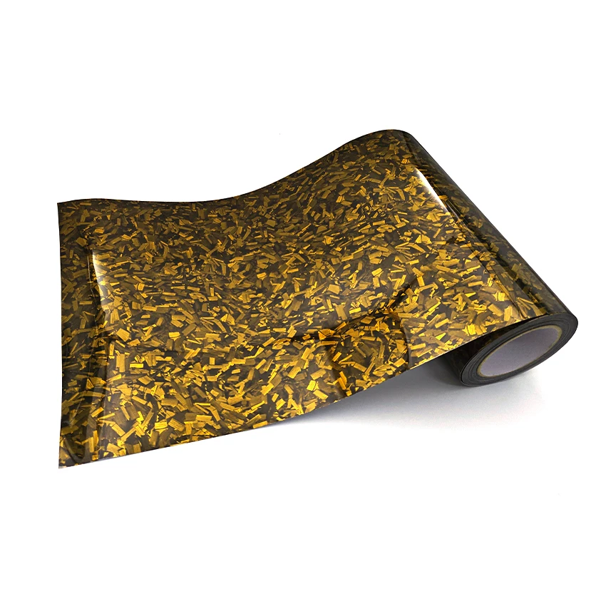 PET Super Glossy Yellow Forged Carbon Vinyl Wrap Film For Audi A4 B8 Self Adhesive Styling Sticker For Motorcycle Decal - view 4
