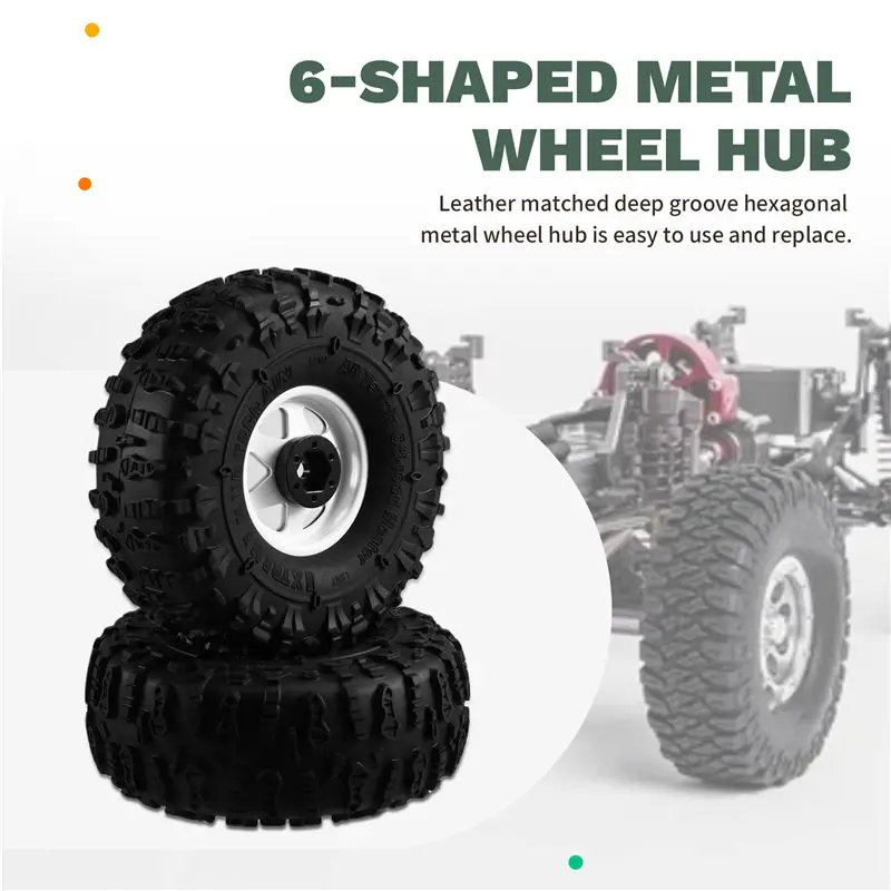 Set di 4 Cerchi in Metallo Beadlock da 122mm (1.9 Pollici) con Pneumatici in Gomma per Auto RC Crawler 1/10 TRX4 D90 D110 Axial SCX10