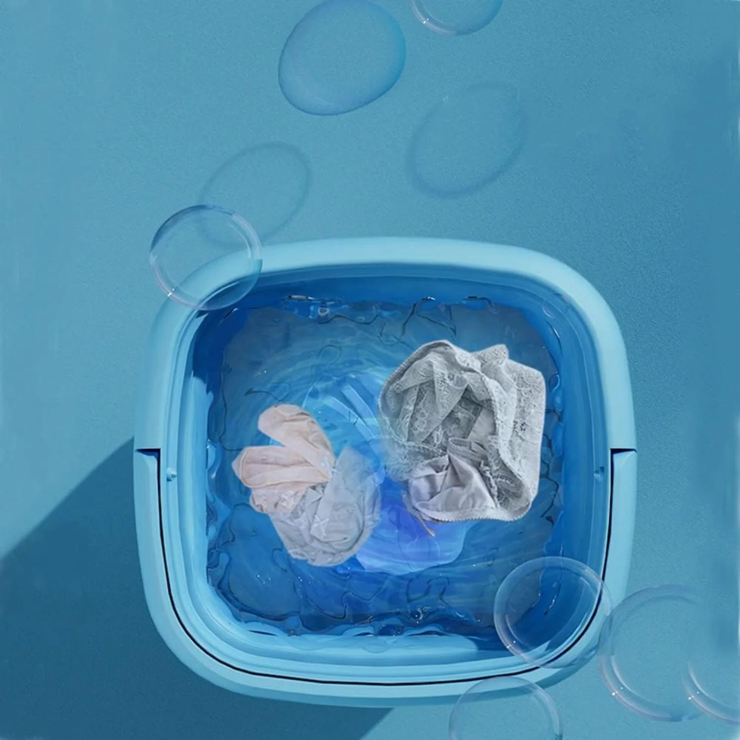 

Portable Washing Machine, Foldable Small Washer Bucket Type Dehydrator 3Modes Deep Cleaning Half Automatic Wash Spin Dry Drainag