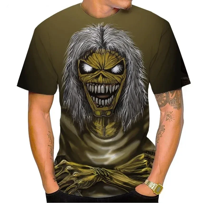 Hot-selling Reggae Style T-shirts Trendy Street Men's Hip-hop Short-sleeved Tees 3D Ghost Pattern Printed Unisex T-shirt