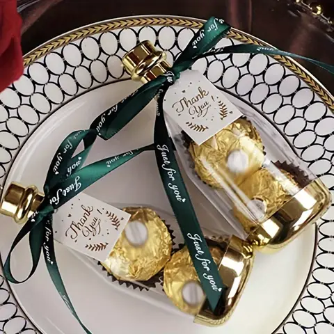 12 cajas de dulces para botellas de champán, contenedores de regalo de plástico para bodas, cumpleaños y fiestas, perfectos para recuerdos de fiesta, regalos navideños