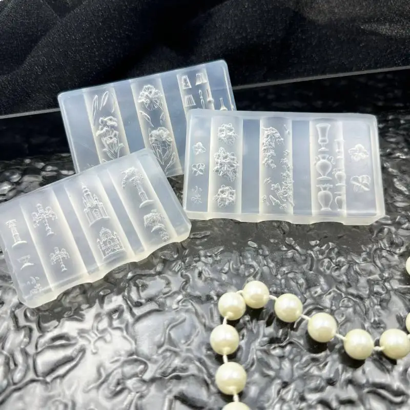 사랑스러운 꽃 무늬 3D 실리콘 네일 조각 금형, 복고풍 중국 매듭 테마의 DIY 매니큐어 도구