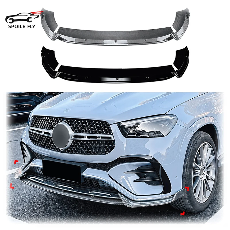 

For Mercedes Benz GLE Class Coupe W167 C167 2024+ AMG High Quality Front Lip Bumper Spoiler Glossy Black Carbon Fiber Look